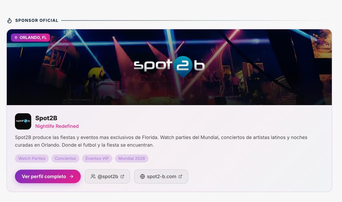 Spot2B business page on La Copa Mundo - community promotion